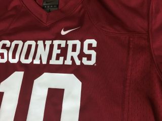 NIKE Team OU Oklahoma Sooners red 10 Game FOOTBALL JERSEY BOYS Youth L Large EUC 3
