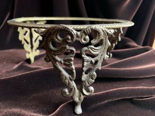 Antique Solid Brass Ornate Xl Crystal Ball Stand Holder Scrying Witch Seer Vtg