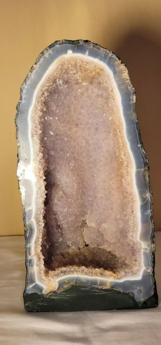 Vintage Amethyst Geode Crystal Quartz Natural Stone 14 " X 7 3/4 "