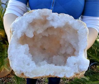 Big 6 3/4 Inch Prestine White Quartz Crystal Geode