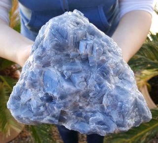 Very Fine Large 5 3/4 Inch Blue Rombahidral Calcite Crystal Cluster