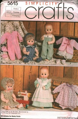 5615 Uncut Vintage Simplicity Sewing Pattern Wardrobe Medium Dolls 15 - 16 " Oop