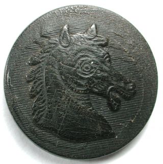 Antique Horn Button Stallion Horse Head Design - 1 "