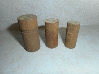 3 - Vintage Wood Needle Boxes Holder Tubes