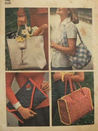 Vtg 75 Simplicity 7004 Misses Set Of Bags In 4 Versions Pattern