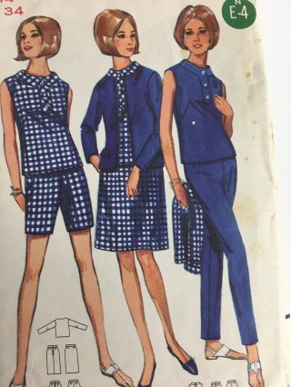 Butterick 4359 Vtg Sewing Pattern Women Jacket Blouse Pants Skirt Shorts Size 14