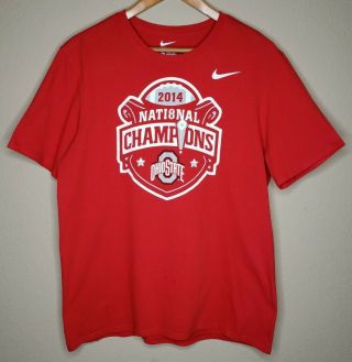 Nike Ohio State Buckeyes 2014 National Champions Red T - Shirt Mens Large L
