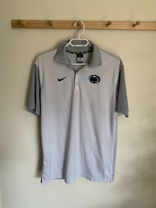 Nike Penn State Nittany Lions Dri Fit Men’s Polo Shirt Size Medium Light Grey