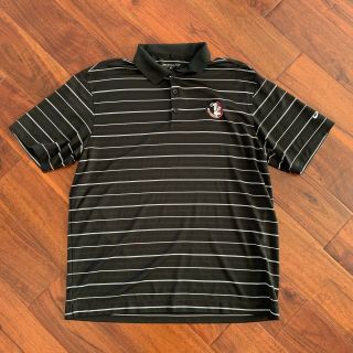 Nike Dri - Fit Golf Fsu Florida State Seminoles Polo Shirt Black Stripe Men Large