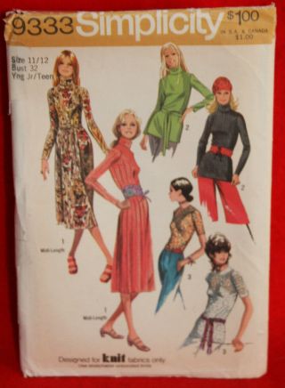 Vintage Simplicity 9333 Misses Midi - Dress & Blouse Pattern Size 11/12 Uncut (83)