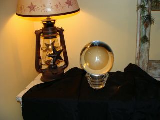 Large Over 6 " Antique Vintage Crystal Ball On Stand 12 Pounds 18 " Round 160 Mm