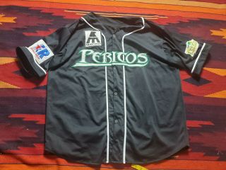 Pericos De Puebla Mexico Baseball Beisbol Black Jersey Sz 2xl/3xl