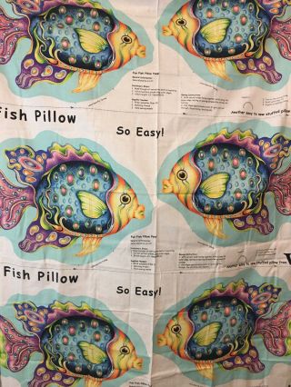 Cranston Fabric Panel Easy Fun Fish Pillow Tropical 45.  5 " X53.  5 " Makes 3 Pillow