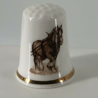 Clydesdale Horse Collectible Fine Bone China Thimble