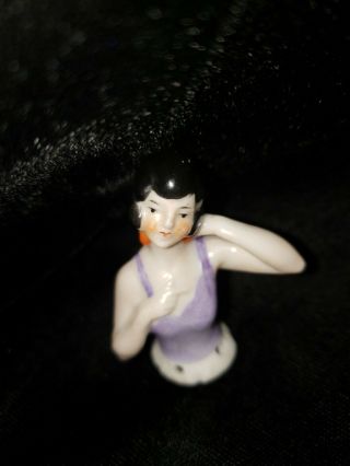 Vintage Flapper Porcelain Half Doll Pin Cushion Arm Away