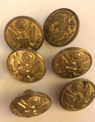 Vintage Assorted Brass Us Army Military Eagle Waterbury And Usma Buttons