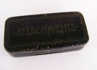 Vintage Sewing Machine Attachments Black Metal Box