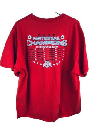 2002 Ohio State National Champions Graphic T Tee Shirt Size XXL 2XL 3