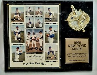 Unique Ny Mets 1969 World Series 25th Anniversary Commemorative Plaque 15 " X12 "