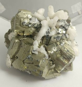 Gorgeous Pyrite With Fluorescent Calcite Specimen,  Peru 1092.  8 Grams Aaa