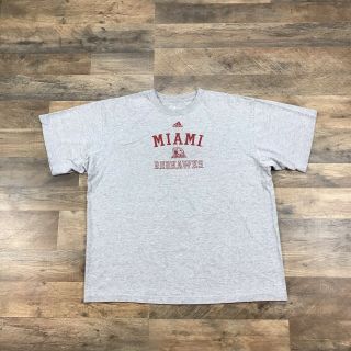 Miami University Of Ohio Oxford Redhawks Adidas T - Shirt Men’s Size Xl Grey Adult