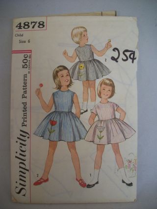 Vintage Simplicity Pattern 4878 One - Piece Dress 1963