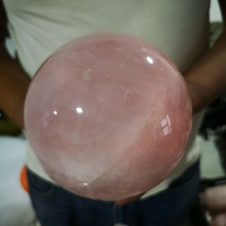 Natural Clear Pink Quartz Crystal Sphere Ball Healing 3530g