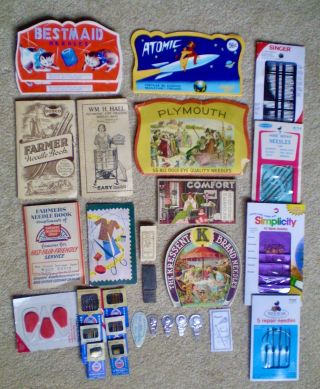 Vtg 22 Sewing Needle Books Cases Bestmaid Atomic Kressent Comfort Plymouth Dosco