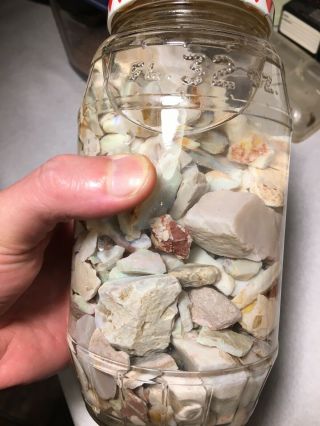 Large Jar With About 2 Lbs Of Low Grade Australian White Or Grey Opal