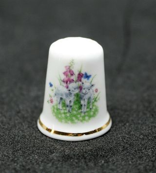 Vintage Staffordshire Fine Bone China Thimble Lambs Made In England