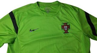 Size L Nike Dri - Fit F.  P.  F Portugal Jersey Soccer Men’s Large Lime Green Euc Rare