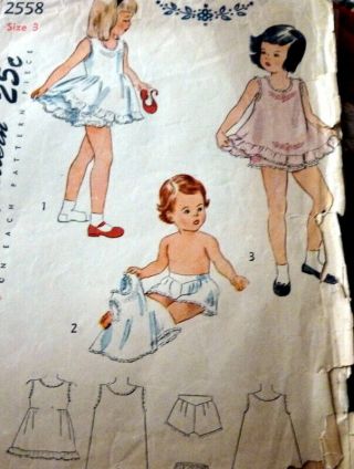 Lovely Vtg 1940s Girls Embroidered Slips Panties Sewing Pattern 3