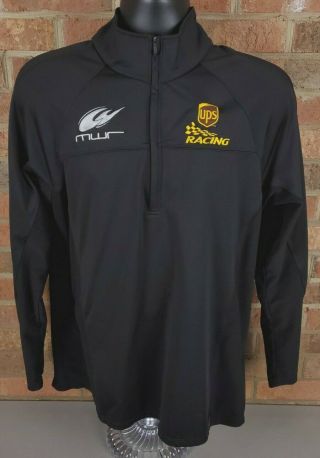 Ups Michael Waltrip Racing Team Issued 1/4 Zip Pullover Shirt Black Size Large