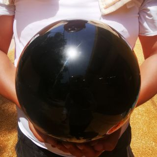 Natural Black Obsidian Sphere Crystal Ball Healing Stone Collectibles 11520g