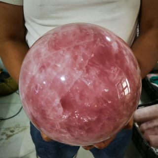Natural Clear Pink Quartz Crystal Sphere Ball Healing 13780g