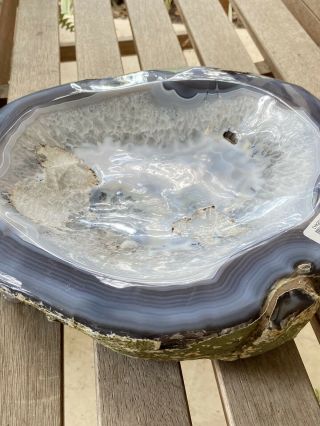 Carved Natural Polished Agate Trinket Bowl/Ashtray 12.  5” & 22lbs 2
