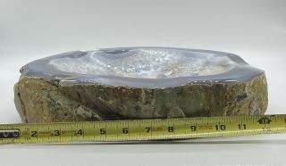 Carved Natural Polished Agate Trinket Bowl/Ashtray 12.  5” & 22lbs 3