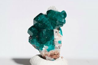 Dioptase with Calcite,  Tsumeb Mine,  Namibia 3