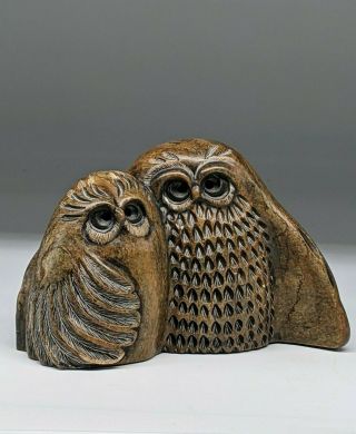 Glenn Heath Carved Soapstone Owl Couple Signed 1986 Sculpture Carving