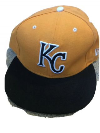 Mlb Kansas City Royals Era59fifty Hat Yellow/black Flat Sz 7 1/2