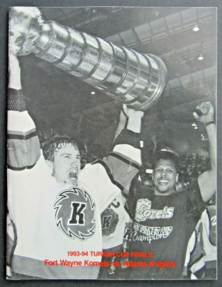 1994 Ihl Turner Cup Finals Program Fort Wayne Komets Vs Atlanta Braves Hockey