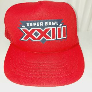 Vintage Bowl Xxiii Hat Snap Back Cap Mesh Logo Trucker 23 Nfl Football Red