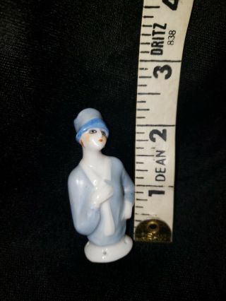 Flapper pincushion half doll in blue top and hat 3