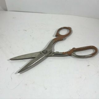 Vintage 8” Wiss Scissors Shears Crafting Ruled Ks Opener Brown