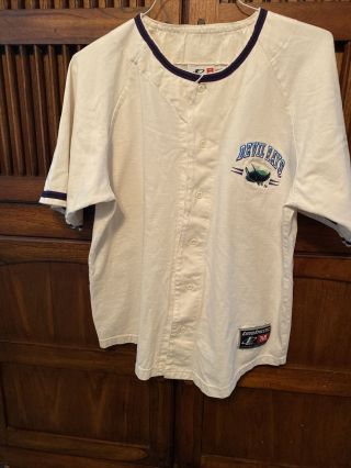 Rare Men’s Vintage Logo Athletic Tampa Bay Devil Rays White 100 Cot.  Med Put/blk