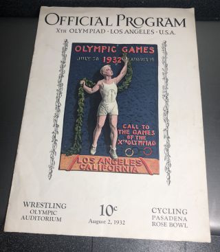 1932 Xth Olympics Los Angeles Program - Wrestling & Cycling