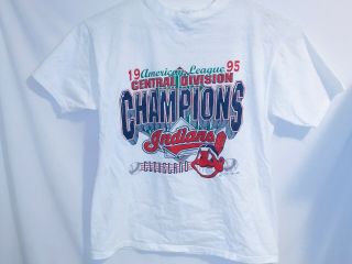 Vintage 1995 Cleveland Indians American League Champions Mens Sz Xl T - Shirt
