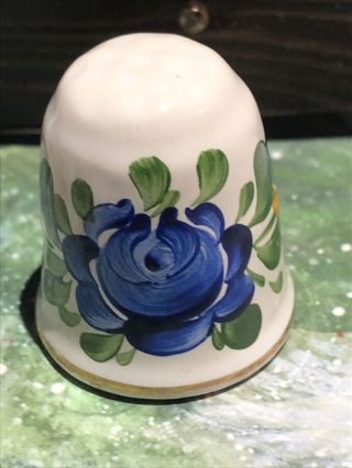 Thimble Hand Painted Blue Floral Budapest Hungary