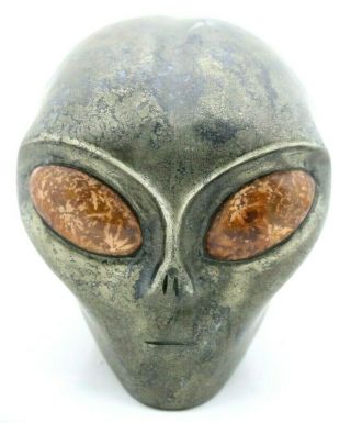 Magnificent Solid Pyrite Alien Skull Fools Gold Art Sculpture Labradorite Eye 4 "