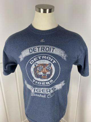 Men’s Majestic Detroit Tigers Baseball Club Mlb Vintage Logo Blue T - Shirt - L